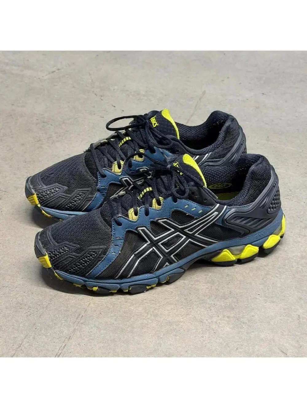 ASICS Gel-Trail Sensor 5 Black/Blue/Yellow Running Shoes Mens Size 9.5